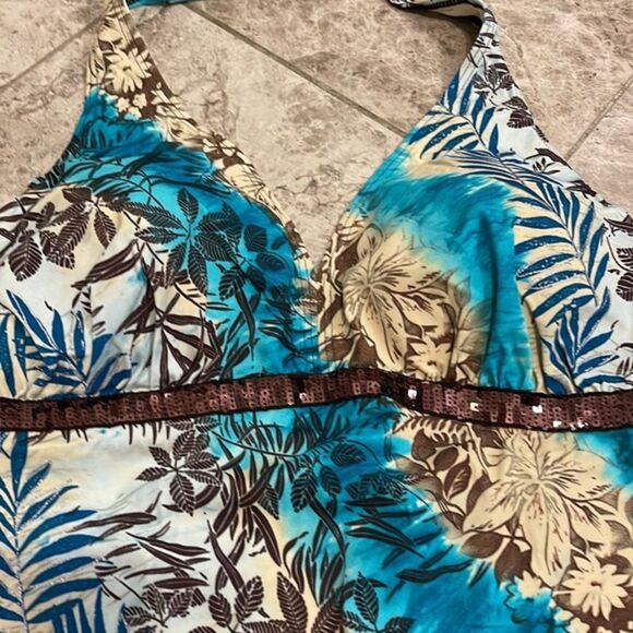 Lane Bryant Venezia Sport One Piece Tropical Swim One Piece Halter NWT - Picture 6 of 12